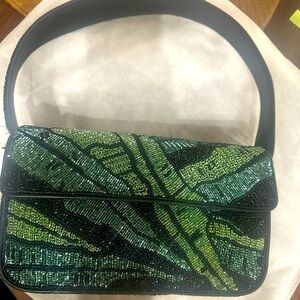 STAUD Tommy Bag in green palm print. Hard to find! NWT